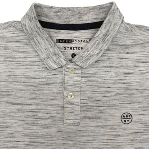 Aeropostale Polo Shirt Mens Large Grey Space Dye Stretch A87 NY Short Sleeve